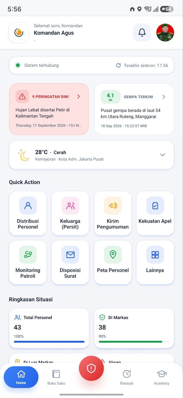 Commander home & quick actions